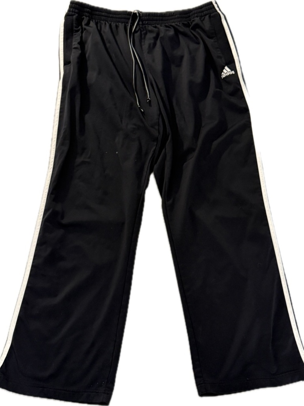 adidas Black Track Pants with White Side Stripes and Logo